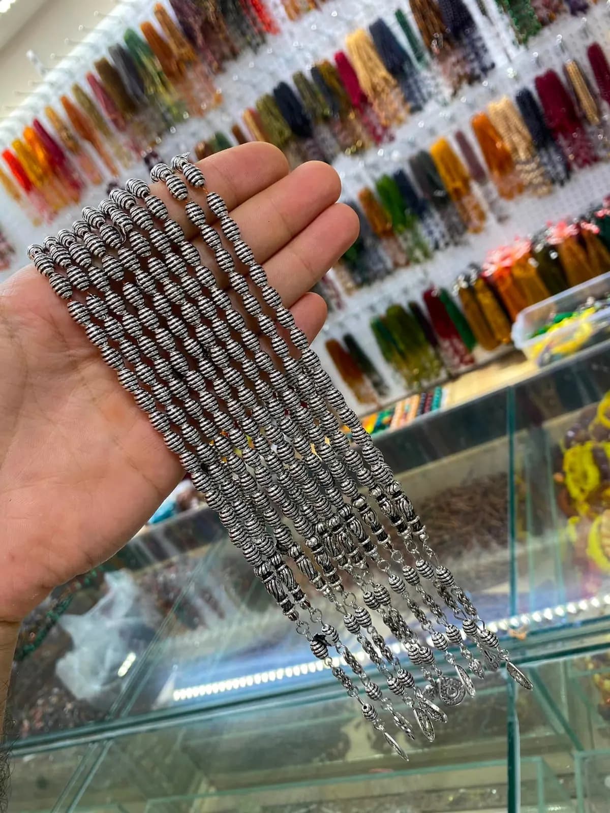 Alpaka Detaylı Tesbih — Gümüş No.03