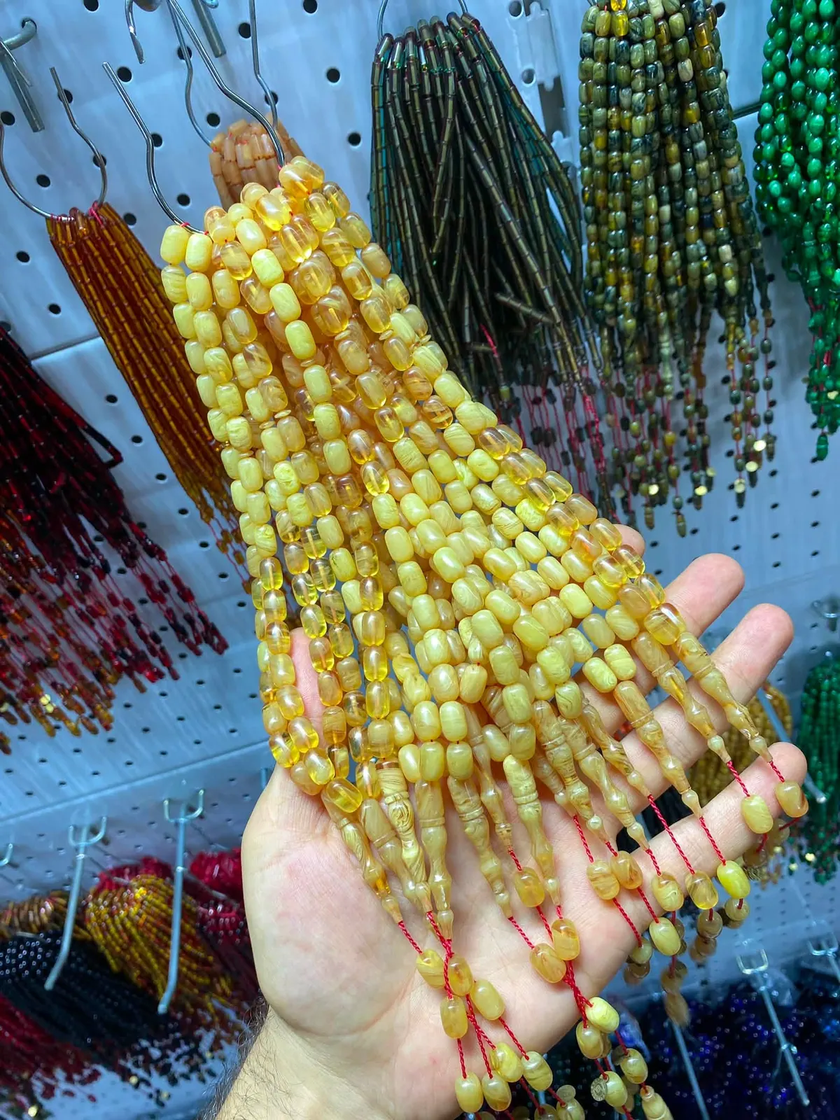 Ateş Sıkma Kehribar Tesbih — Seri 2 — Zeytin Yeşili No.10