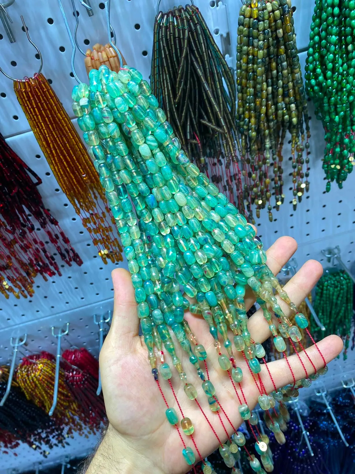 Fire-Pressed Amber Prayer Beads — Series 2 — Turquoise No.12