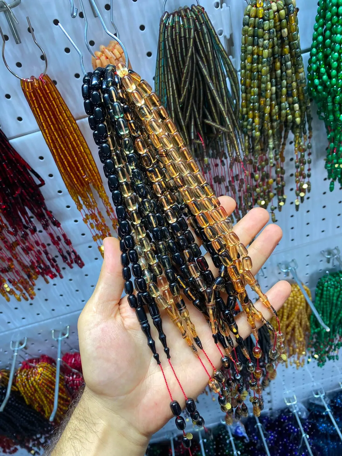 Fire-Pressed Amber Prayer Beads — Series 2 — Black No.15