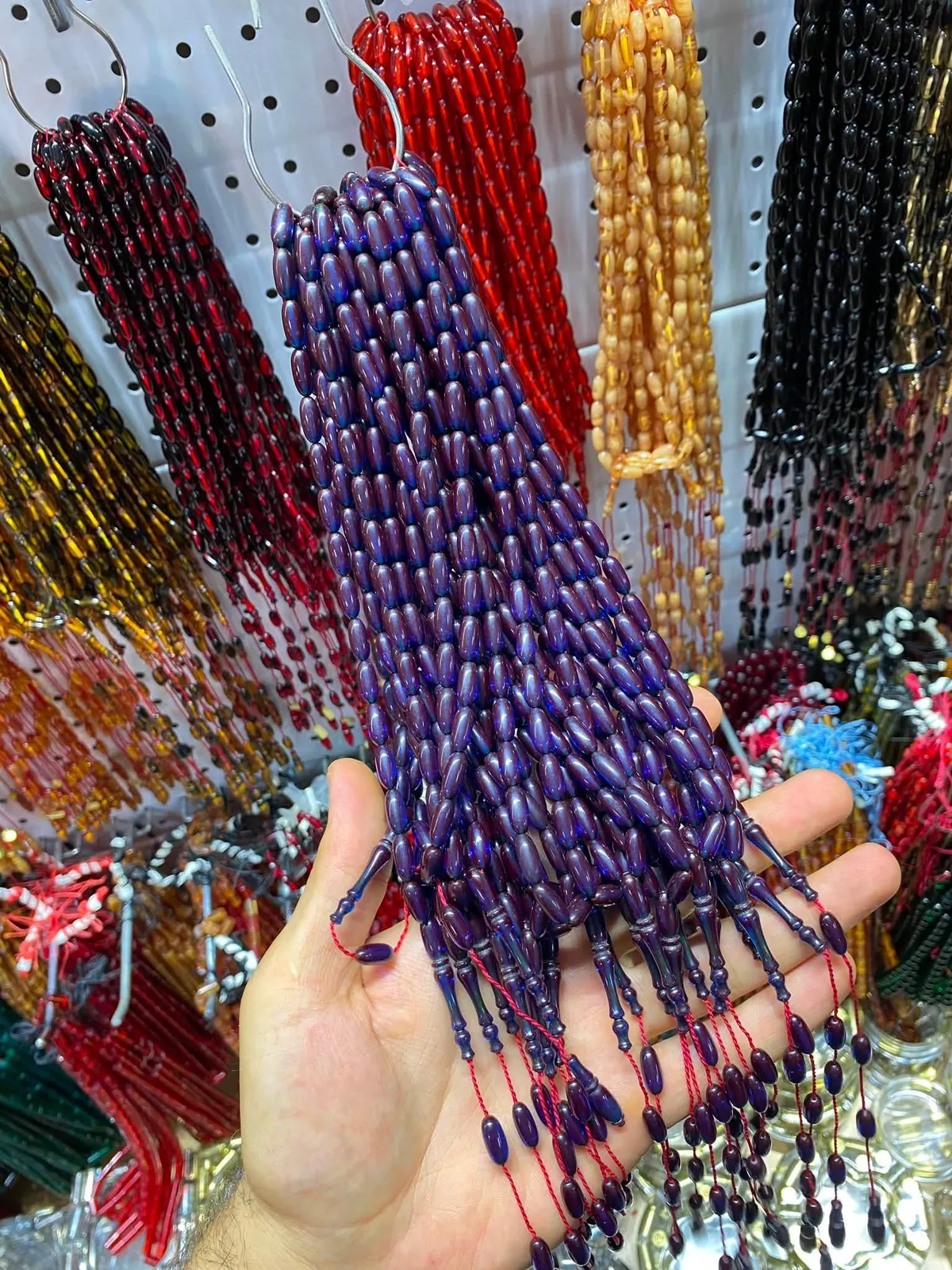 مسبحة كهرمان ناري مضغوط — السلسلة 3 — بنفسجي رقم 30