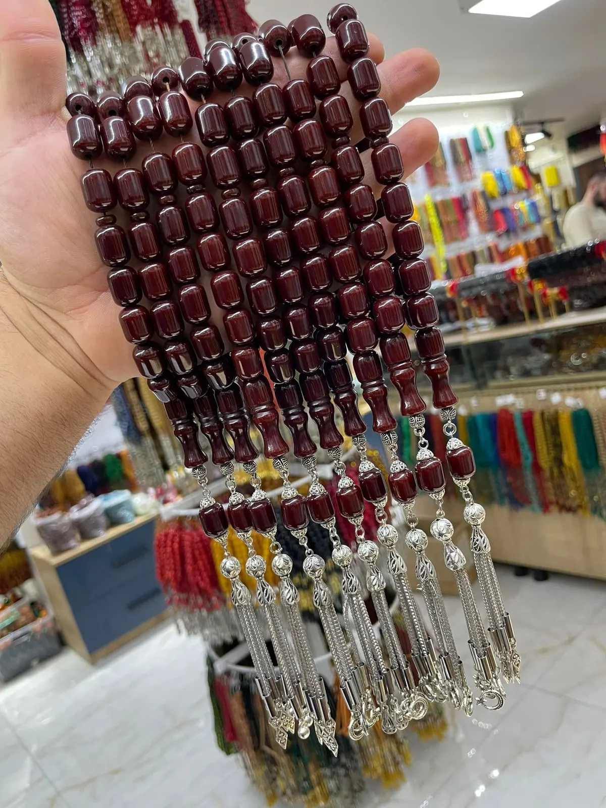 مسبحة كهرمان قضيبي مع تعليقة — كرزي رقم 09